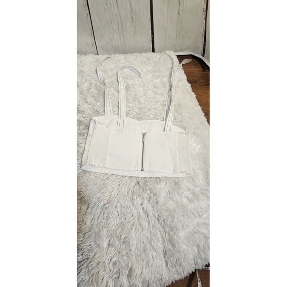 Meet Marie White 2 Piece Set Crop Tie Top Wide Leg Pants Blue Stitch SZ 3 - Picture 7 of 12